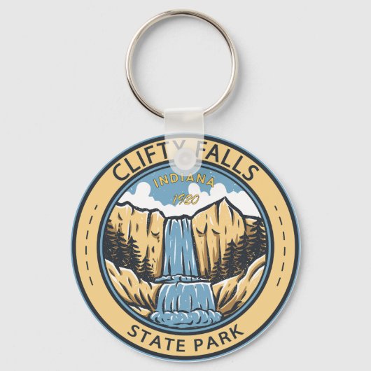 Clity Herfsten State Park Indiana Badge Sleutelhanger (Voorkant)