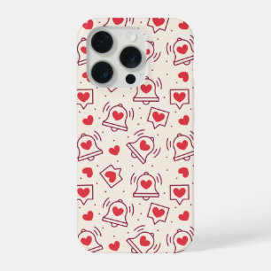 Cloche de notification rouge bordeaux motif cœur d