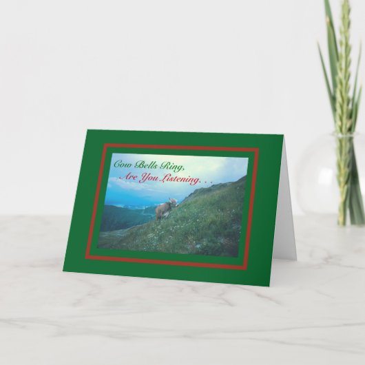 CLOCHES ANNEAU DE VACHE À CARTE DE NOËL (Devant)