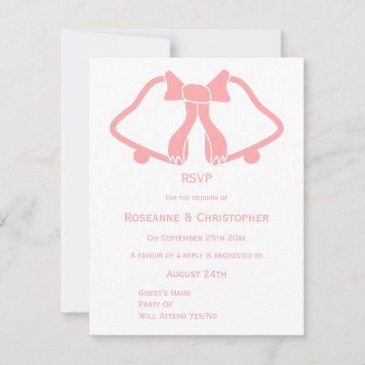 Cloches De Cartes RSVP De Mariage Rose Et Ruban (Devant)