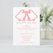 Cloches De Faire-part de mariage Rose Et Ruban (Debout devant)