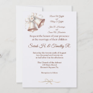 Cloches de mariage roses Invitation de mariage tra