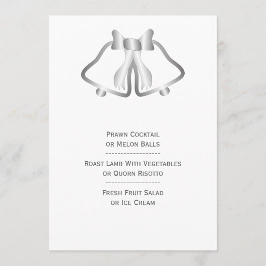 Cloches De Menu Mariage Argent Et Ruban (Dos)