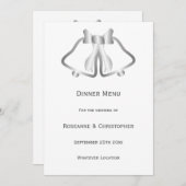 Cloches De Menu Mariage Argent Et Ruban (Devant / Derrière)