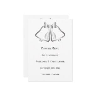 Cloches De Menu Mariage Argent Et Ruban