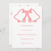Cloches De Menu Mariage Rose Et Ruban (Devant / Derrière)
