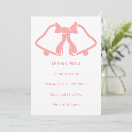 Cloches De Menu Mariage Rose Et Ruban (Debout devant)