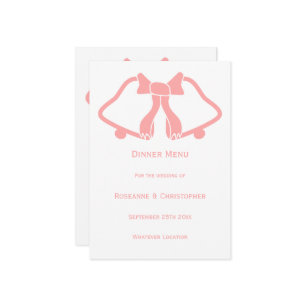 Cloches De Menu Mariage Rose Et Ruban
