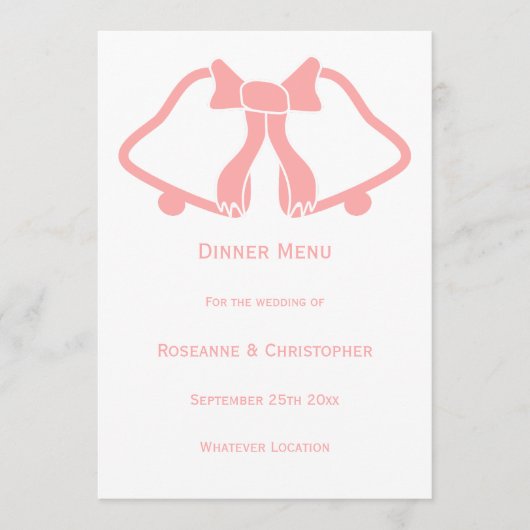 Cloches De Menu Mariage Rose Et Ruban (Devant)