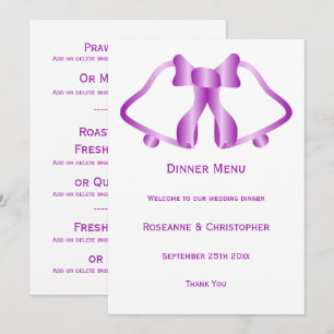 Cloches De Menu Mariage Violet Et Ruban