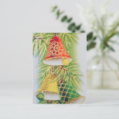 Cloches de Noël rétro vintage Carte postale (Debout devant)