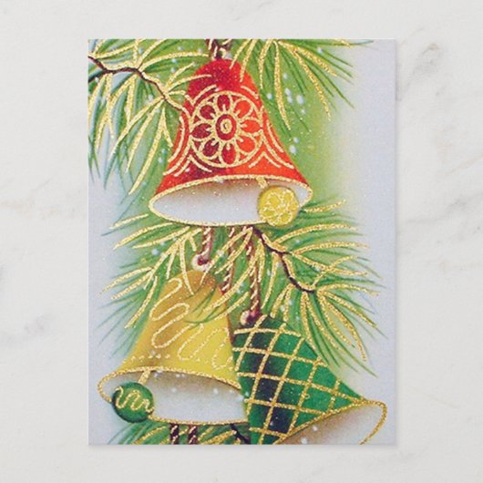 Cloches de Noël rétro vintage Carte postale (Devant)