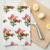 cloches de noël serviette de cuisine (Quart Plié)