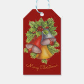 Cloches de Noël sur les étiquettes cadeaux d'or (Devant)