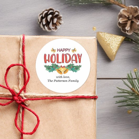 Cloches de vacances classiques & Sticker de nom de