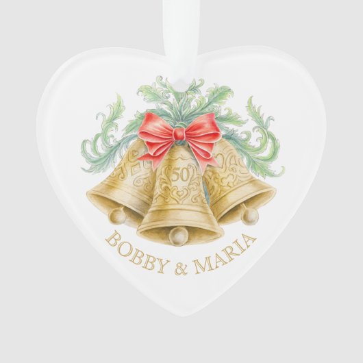 Cloches d'or 50e anniversaire mariage sur mesure (devant)