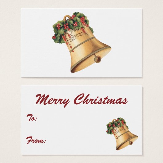 Cloches d'or de Noël Vintage, Bonnes Fêtes (Devant & derrière)