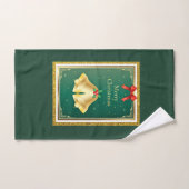 Cloches en or vintage avec Noël vert (Serviette à main)
