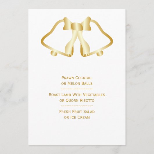 Cloches Et Ruban De Menu Mariage Or (Dos)