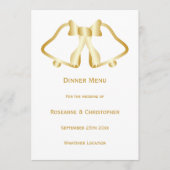 Cloches Et Ruban De Menu Mariage Or (Devant)