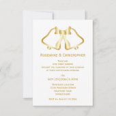 Cloches Faire-part de mariage Or Et Ruban (Devant)