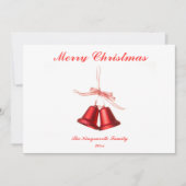 Cloches rouges avec Joyeux Noël carte à plat (Devant)