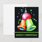 Clochettes de couleur aquarelle - Carte de Noël (Devant / Derrière)