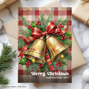 Clochettes de Noël élégantes carte classique aux b