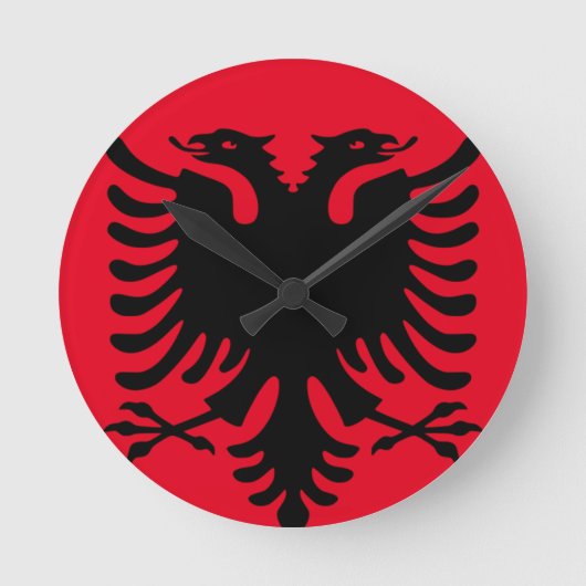 Clock Albanian Double Headed Eagle red and black Ronde Klok (Voorkant)
