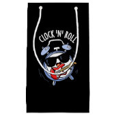 Clock and Roll Funny Rock Pun Dark BG Klein Cadeauzakje (Voorkant)