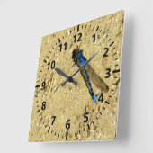 Clock - Blue Dragonfly Vierkante Klok (Hoek)