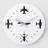 Clock Face with Airplane icons Cool Pilot Aviation Grote Klok (Voorkant)