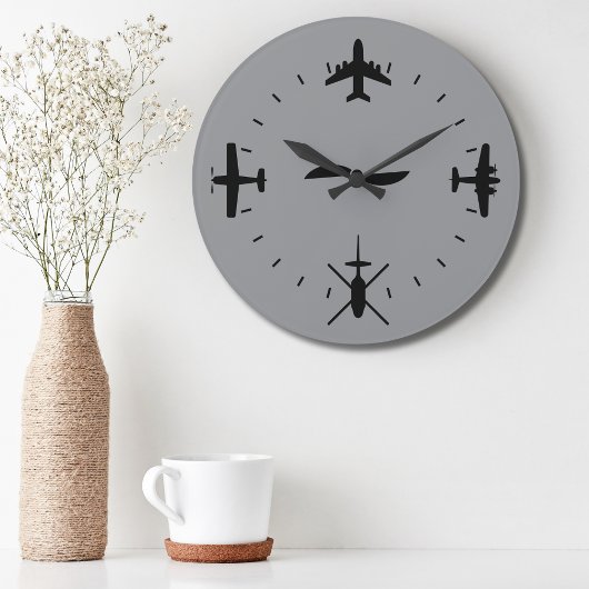 Clock Face with Airplane icons Cool Pilot Aviation Grote Klok