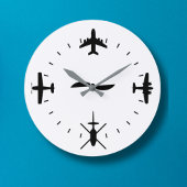 Clock Face with Airplane icons Cool Pilot Aviation Grote Klok