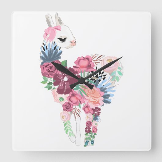 Clock Llama Vierkante Klok (Voorkant)