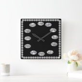 Clock met Inspirerend woorden: zwart & bling Vierkante Klok (Huis)