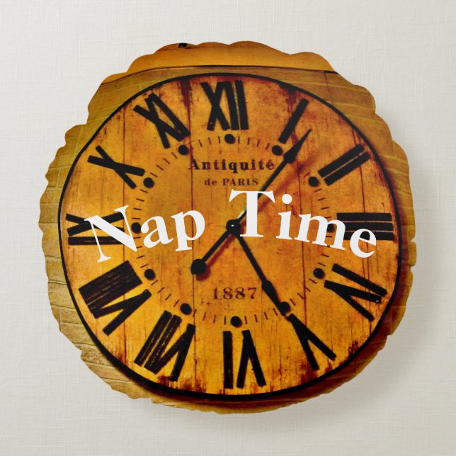 Clock Nap Time Sierkussen Rond Kussen (Voorkant)