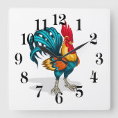 Clock-Rooster Vierkante Klok (Voorkant)