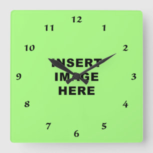 Clock Sjabloon Black Calligraphy Numbers Vierkante Klok