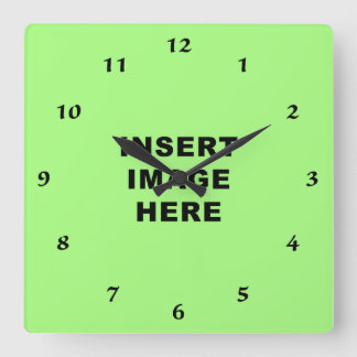 Clock Sjabloon Black Calligraphy Numbers Vierkante Klok