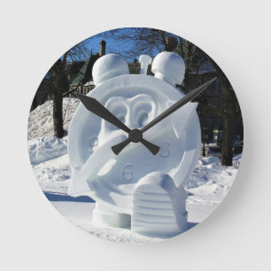 Clock Snow Sculpture, Quebec, Canada Ronde Klok