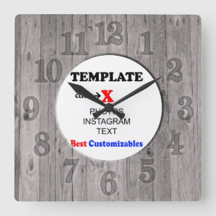 Clock Template Wood Fence Vierkante Klok
