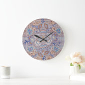 Clock with blue and brown floral design grote klok (Huis)