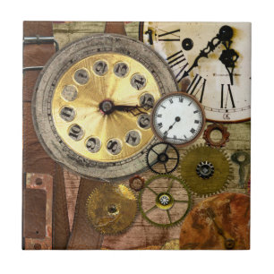 Clocks oude Steampunk Art Tegeltje