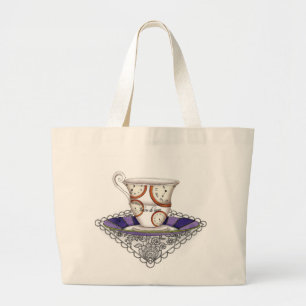 Clocks Teacup Bag Grote Tote Bag