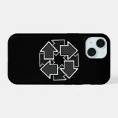 Clockwise Arrows Minimal Geometric Black Variant 2 iPhone 15 Hoesje (Achterkant horizontaal)