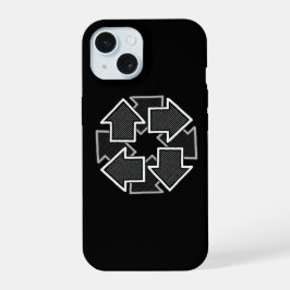 Clockwise Arrows Minimal Geometric Black Variant 2 iPhone 15 Hoesje
