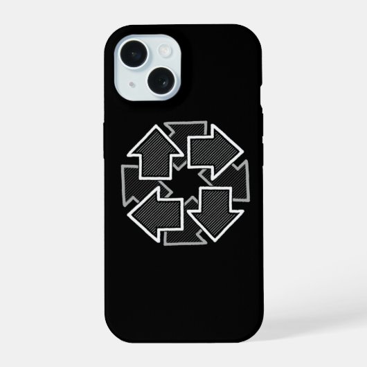 Clockwise Arrows Minimal Geometric Black Variant 2 iPhone 15 Hoesje (Achterkant)