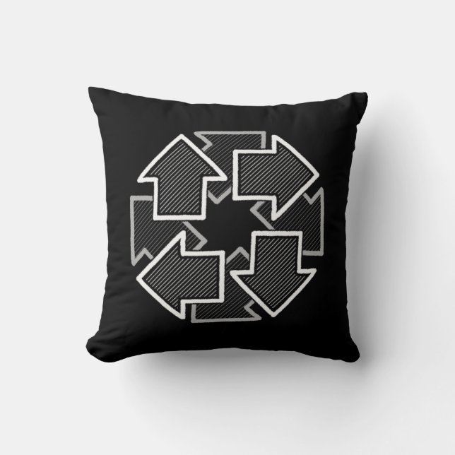 Clockwise Arrows Minimal Geometric Black Variant 2 Kussen (Voorkant)
