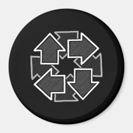 Clockwise Arrows Minimal Geometric Black Variant 2 Magneet
